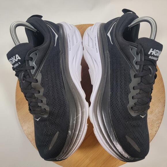 Hoka Bondi 8 Running Sneakers Shoes Women 8 Black White - Picture 9 of 15